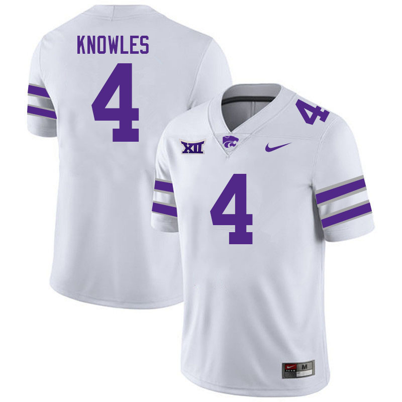 #4 Malik Knowles Kansas State Wildcats Fotball Jerseys Stitched Sale-White